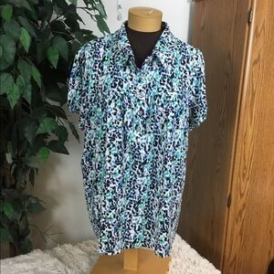 STYLE & Co 3X snap front cap sleeve collared blouse